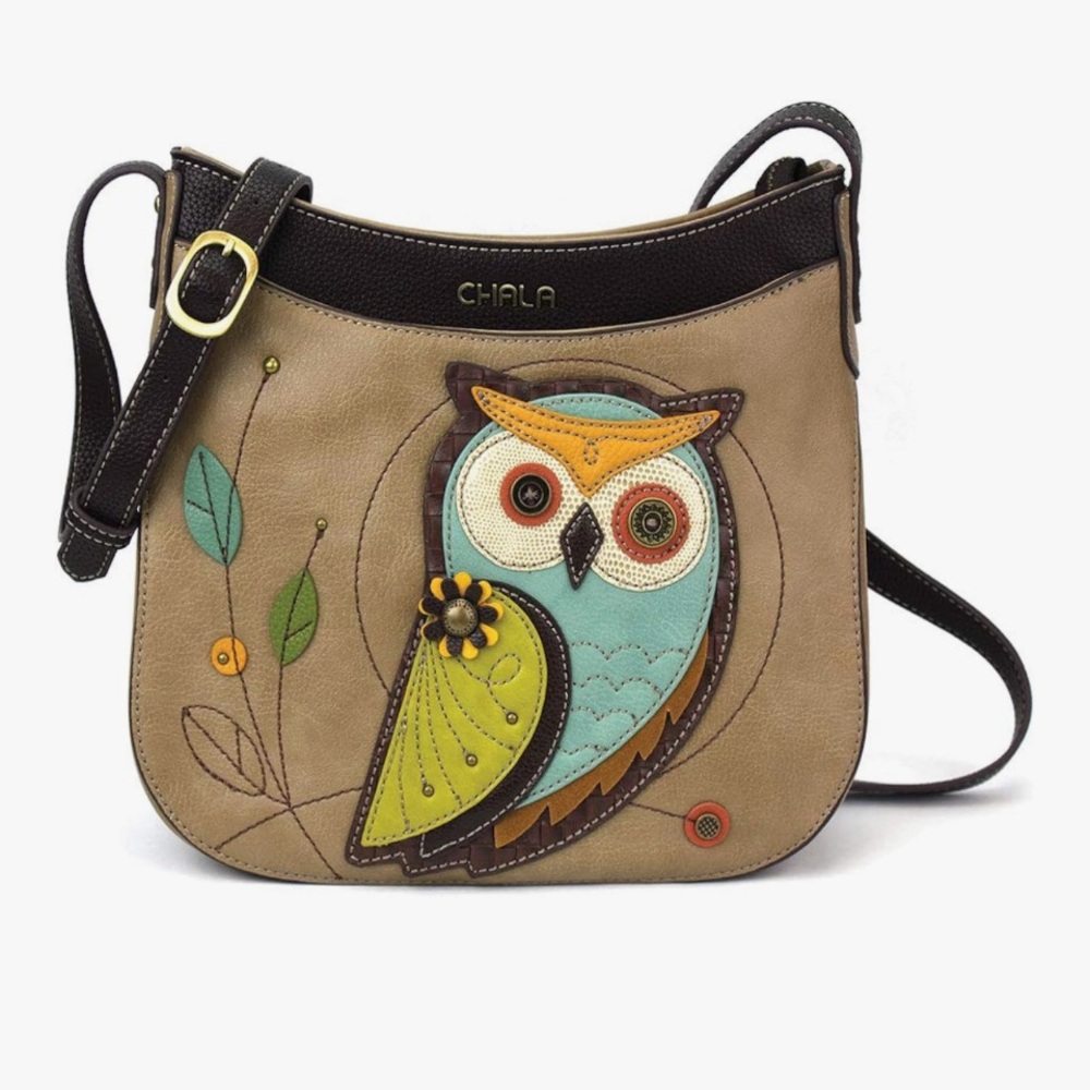 Chala Tan and Black Owl Crossbody Bag